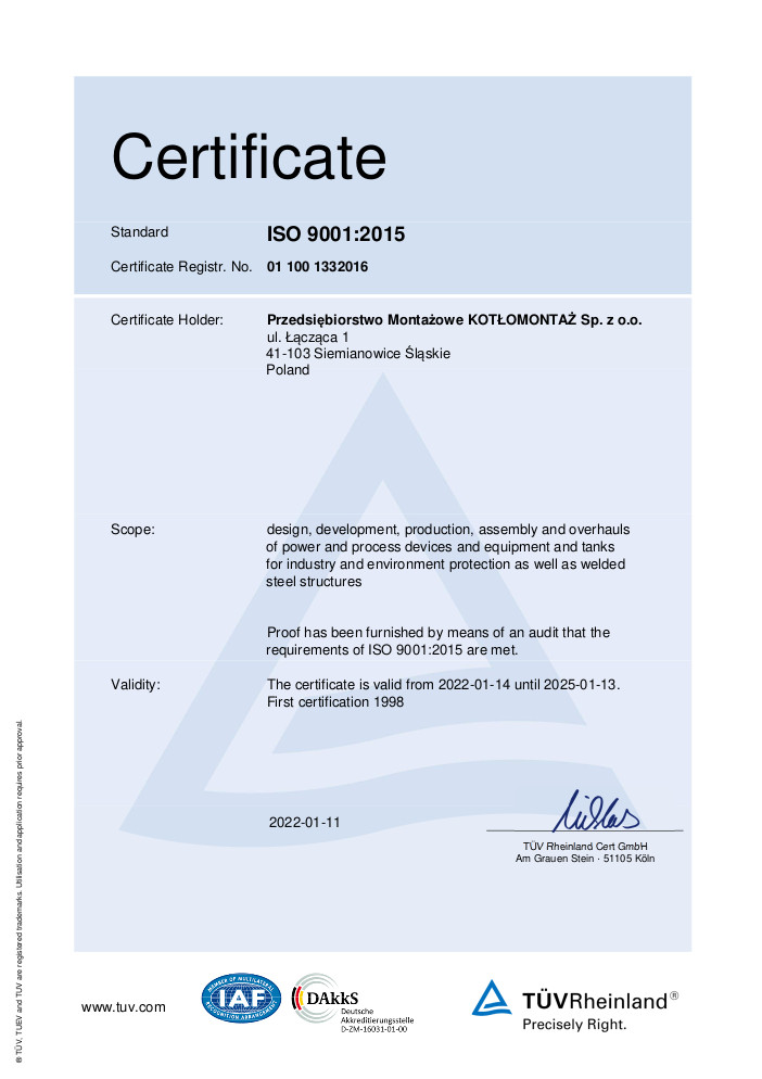 .  Certyfikat ISO 9001 EN