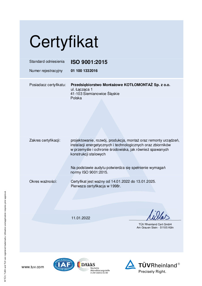 .  Certyfikat ISO 9001 PL