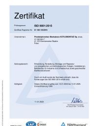 .  Certyfikat ISO 9001 DE